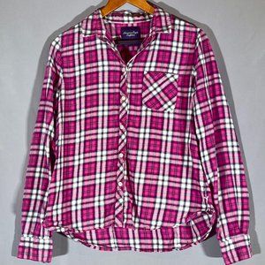 Women's American Eagle Outfitters Pink Plaid Flannel Shirt Size M